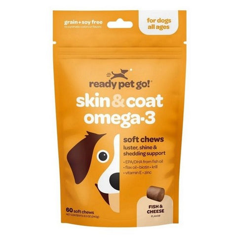 Ready Pet Go!, Omega 3 Skin And Coat For Dogs, 60 Count Ready Pet Go!