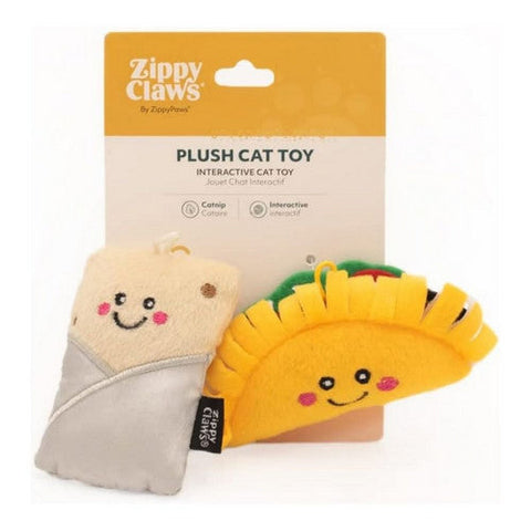 Zippyclaws, Zippyclaws Nomnomz Taco And Burrito, Small-2 Pack,Catnip Zippyclaws