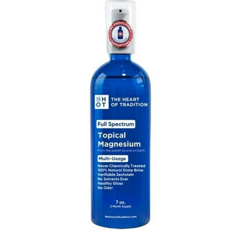 The Heart Of Tradition, Full Spectrum 100% Topical Magnesium in Blue Glass, 7 Oz The Heart Of Tradition