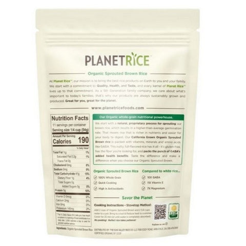 Planet Rice, Organic Sprouted Brown Rice, 22 Oz (Case Of 6) Planet Rice