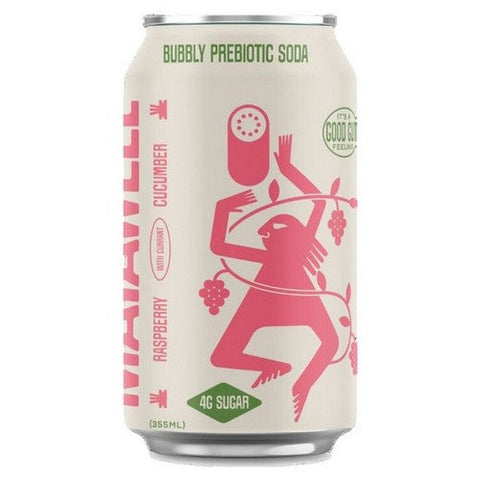 Mayawell, Sparkling Soda Prebiotic With Currant Raspberry Cucumber, 12 Oz X 4 Count (Case Of 6) Mayawell