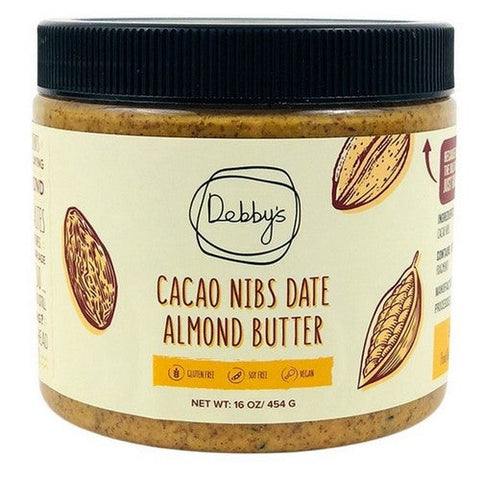 Debby's, Cacao Nibs Date Almond Butter, 16 Oz (Case Of 6) Debby's