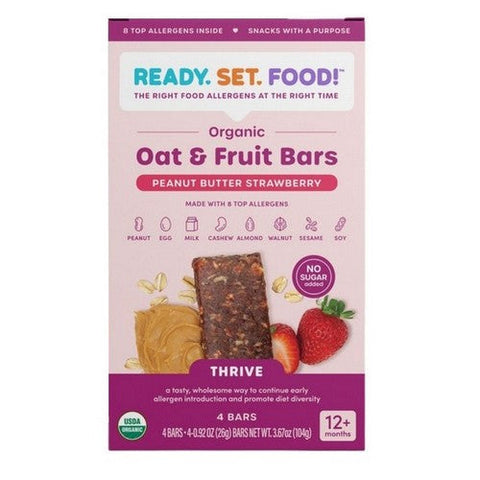 Ready Set Food!, Peanut Butter Strawberry Oat And Fruit Bars, 3.67 Oz (Case Of 6) Ready Set Food!