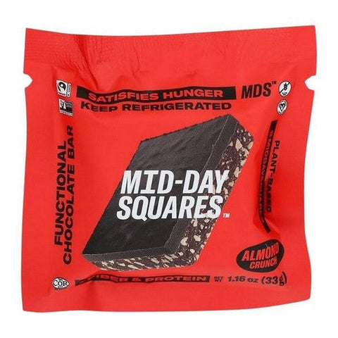 Mid-Day Squares, Almond Crunch Protein Chocolate Bars, 1.16 Oz (Case Of 12) Mid-Day Squares