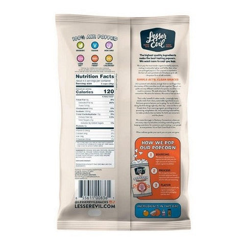 Lesser Evil, Organic Popcorn No Cheese Cheesiness, 4.6 Oz (Case Of 12) Lesser Evil