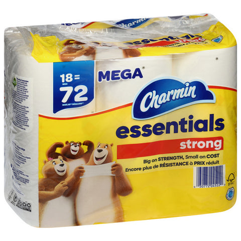 Essentials Strong Toilet Paper 18 Mega Rolls 840 Square Feet / 18 Rolls by Charmin