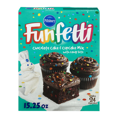 Funfetti Chocolate Cake And Cupcake Mixes With Candy Bits 15.25 Oz (Case Of 12) by Pillsbury