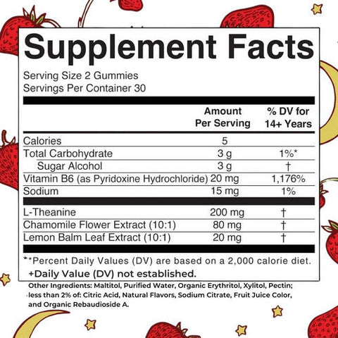 MaryRuth's, Strawberry Adult Melatonin-Free Sleep Sugar-Free Gummies, 60 Count MaryRuth's