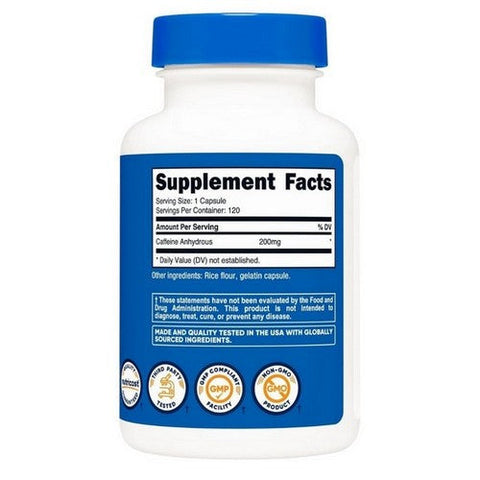 Nutricost, Caffeine Capsules, 200 Mg, 120 Count Nutricost