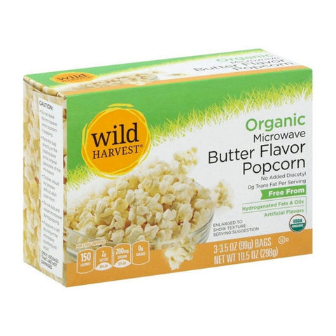 Organic Butter Microwave Popcorn 10.5 Oz (Case Of 12) by Wild Harvest