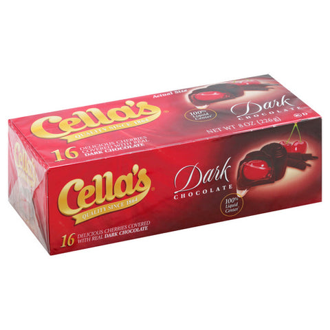 Dark Chocolate Covered Cherries 8 Oz (Case Of 12) by Cella's
