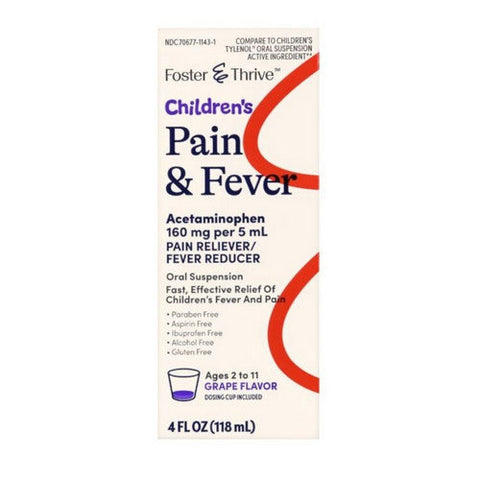 Foster And Thrive, Children's Pain And Fever, 4 Oz Foster And Thrive