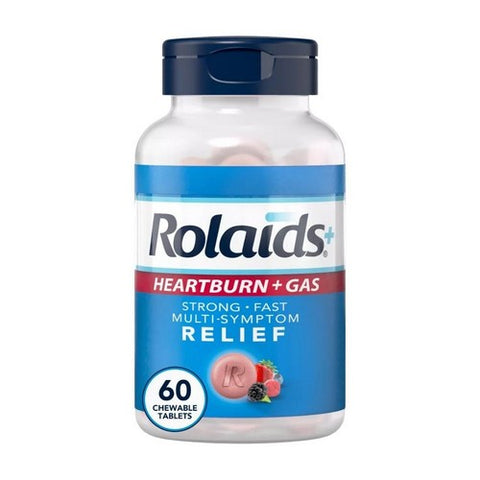 Rolaids, Heartburn Plus Gas Chewable Berry, 60 Count Rolaids