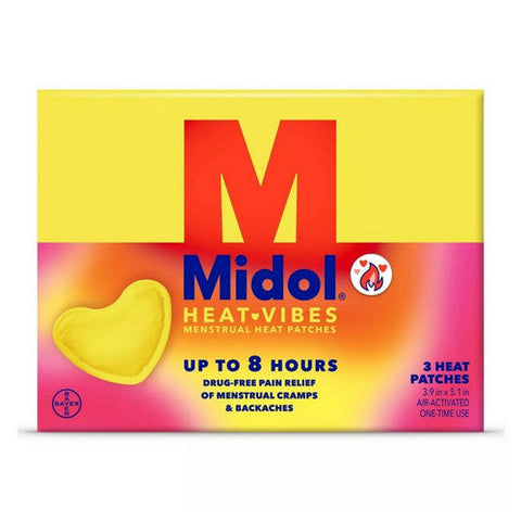 Midol, Heat Vibes Menstrual Pain Relief Heat Patches For Menstrual Symptom Relief, 3 Count Midol