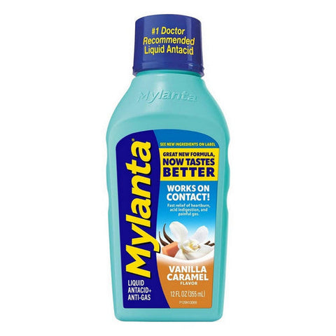 Mylanta, Antacid + Anti-Gas Liquid Vanilla Caramel, 12 Oz Mylanta