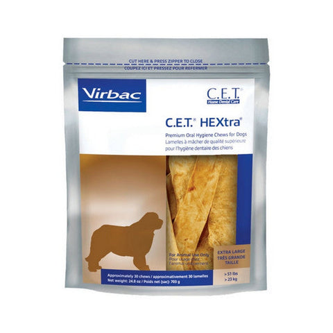 Virbac, C.E.T. HEXtra Premium Oral Hygiene Chews Large Dog, 30 Count Virbac