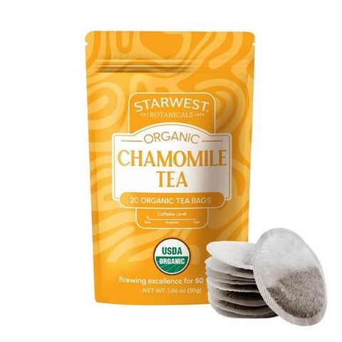 Organic Chamomile Tea Bags 20 Count by Starwest Botanicals