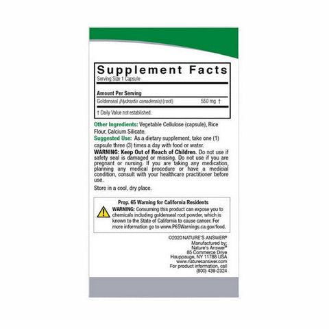 Nature's Answer, Goldenseal Root, 550 Mg, 50 Veg Caps Nature's Answer