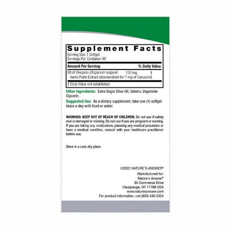 Nature's Answer, Oil of Oregano, 150 Mg, 90 Softgels Nature's Answer