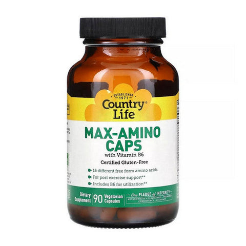 Country Life, Max-Amino with B-6 (Blend Of 18 Amino Acids), 90 Caps Country Life