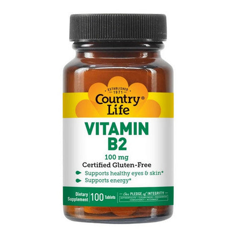 Country Life, Vitamin B-2, 100 MG, 100 Tabs Country Life