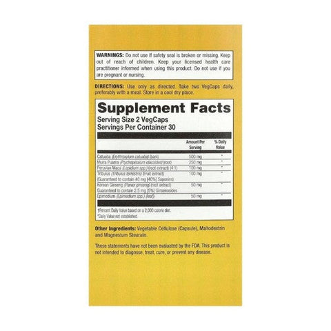 Natural Balance (Formerly known as Trimedica), Catuaba Power Max 500 Maximum Potency, 500 mg, 60 Veg Caps Natural Balance (Formerly known as Trimedica)