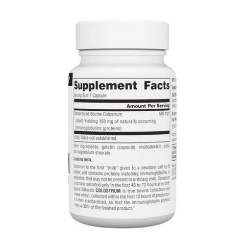 Source Naturals, Colostrum, 500 MG, 30 Caps Source Naturals