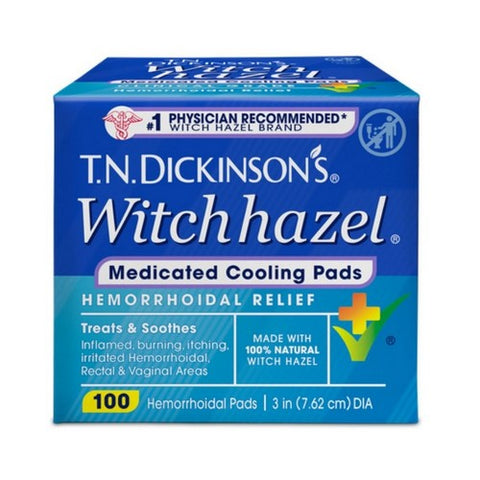 T.N. Dickinson's, Witch Hazel Medicated Cooling Pads Hemorrhoidal Relief, 100 Count T.N. Dickinson's