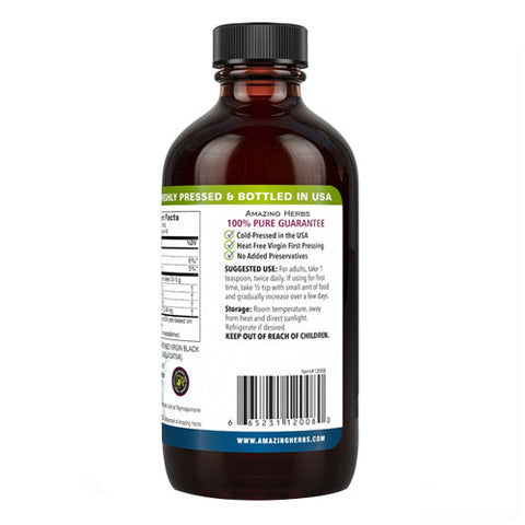 Amazing Herbs, Premium Black Seed 100% Pure Cold-Pressed Black Cumin Seed Oil, 8 Oz Amazing Herbs