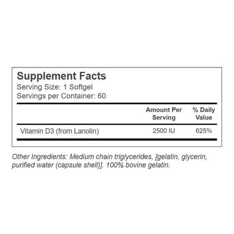 Country Life, Vitamin D3, 2500 IU, 60 Softgels Country Life