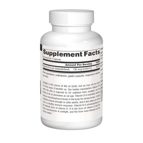 Source Naturals, Vitamin D, 5000 IU, 60 Caps Source Naturals