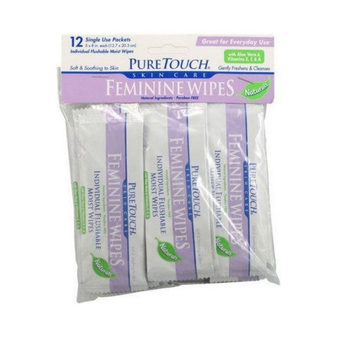Pure Touch Skin Care, Individual Flushable Moist Feminine Wipes, 12 Packets Pure Touch Skin Care