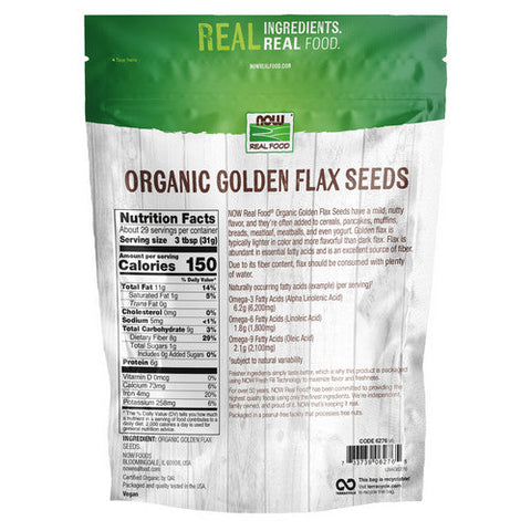 Now Foods, Golden Flax Seeds Organic, 2 lb Now Foods