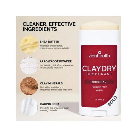 Zion Health, Claydry Bold Deodorant Sandalwood, 3 Oz Zion Health
