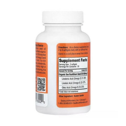 Seabuck Wonders, Sea Buckthorn Seed Oil, 500 Mg, 60 Softgels Seabuck Wonders