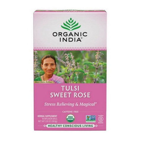 Organic India, Organic Tulsi Sweet Rose Tea, 18 Bags Organic India