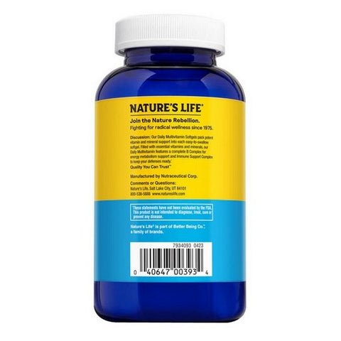 Nature's Life, Daily Multivitamin Softgels, 180 Count Nature's Life