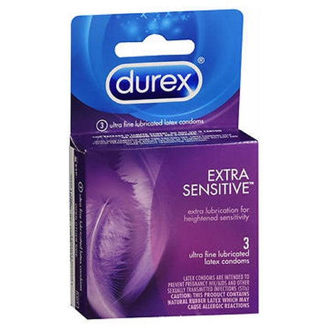 Durex, Extra Sensitive Thin Latex Condoms Regular Fit, 3 Count Durex