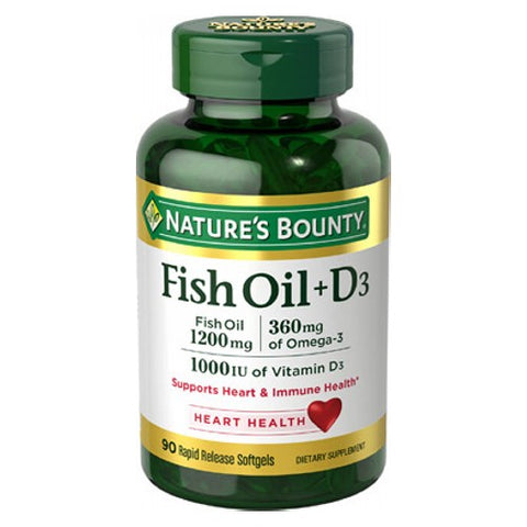 Nature's Bounty Omega 3 Plus D3 Fish Oil 90 caps by Nature's Bounty