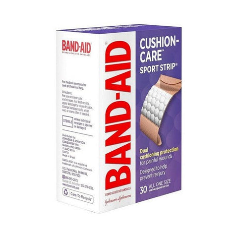 Band-Aid, Cushion-Care Sport Strip Adhesive Bandages 1 X 3 Inch, 30 each