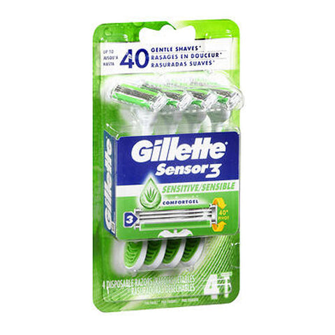 Gillette, Sensor3 Disposable Razors Sensitive, 4 Each Gillette