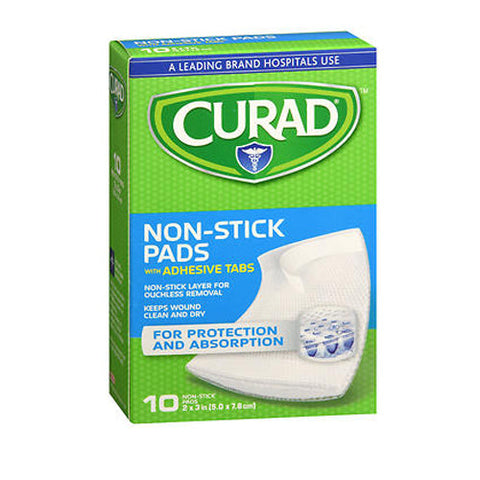 Curad, Non-Stick Pads With Adhesive Tabs 2 X 3 Inches, 10 Count Curad