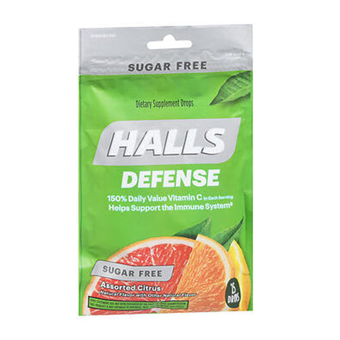 Halls, Defense Vitamin C Drops Sugar Free, Assorted Citrus 25 each Halls