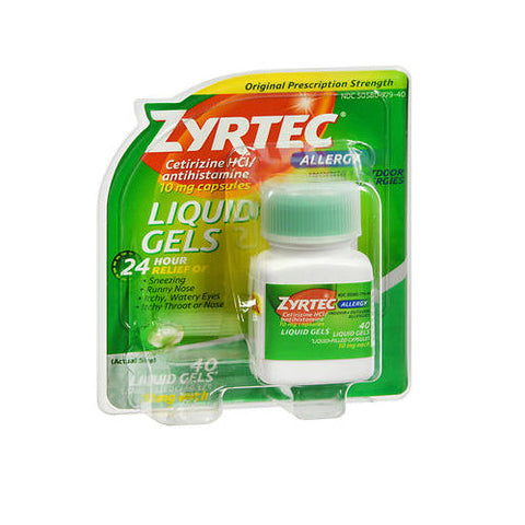 Zyrtec, Allergy Cetirizine Hci 24 Hour Liquid Gels, 10 Mg, 40 Caps Zyrtec