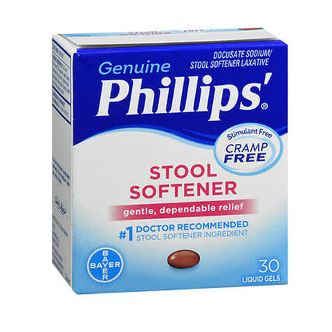Phillips, Docusate Sodium Stool Softener Laxative Liquid Gels, 100 Mg, 30 Caps Phillips
