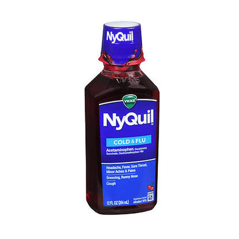 Vicks, Nyquil Cold And Flu Liquid Cherry, 12 Oz Vicks